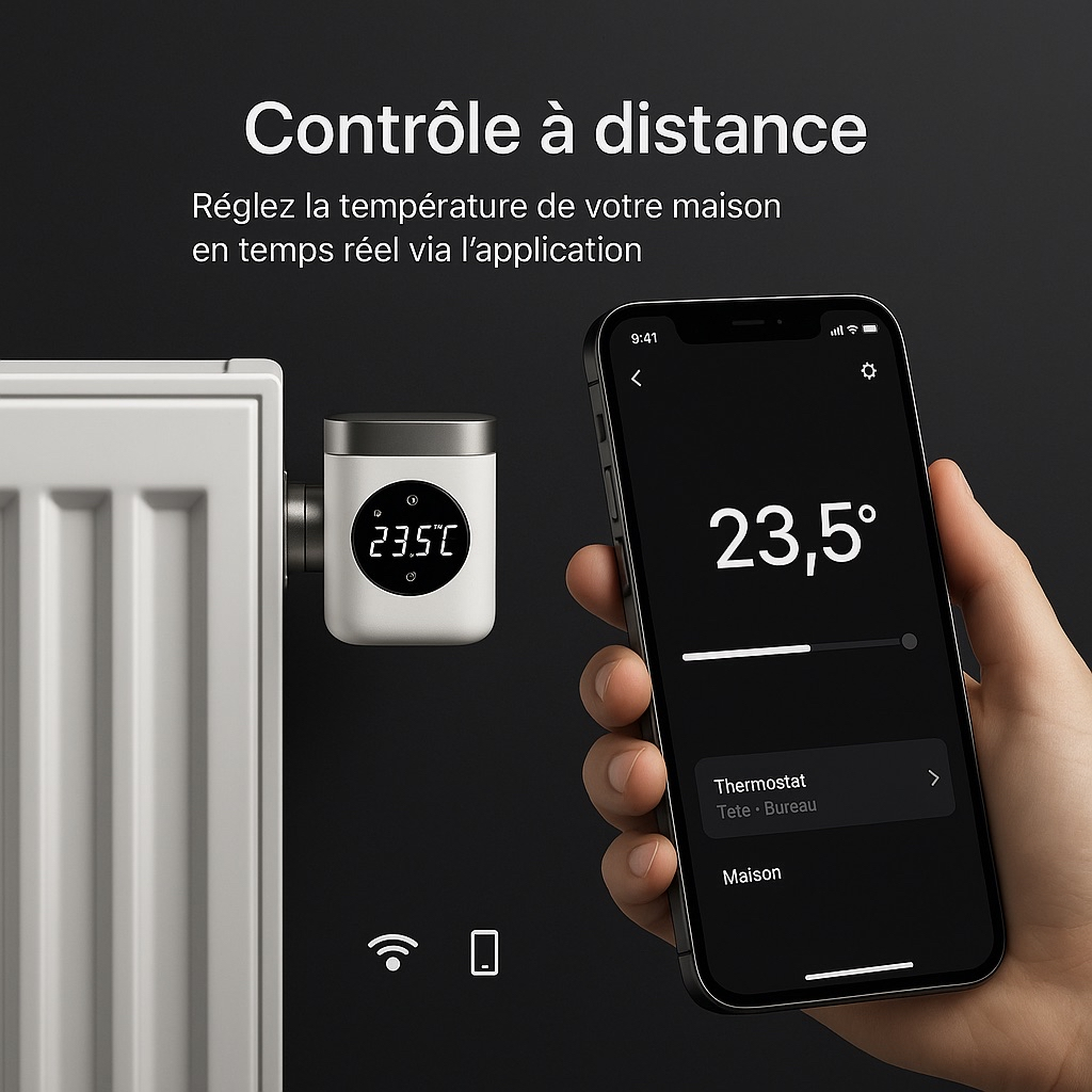Tête Thermostatique Connectée – Contrôlez votre radiateur via App & Assistant vocal