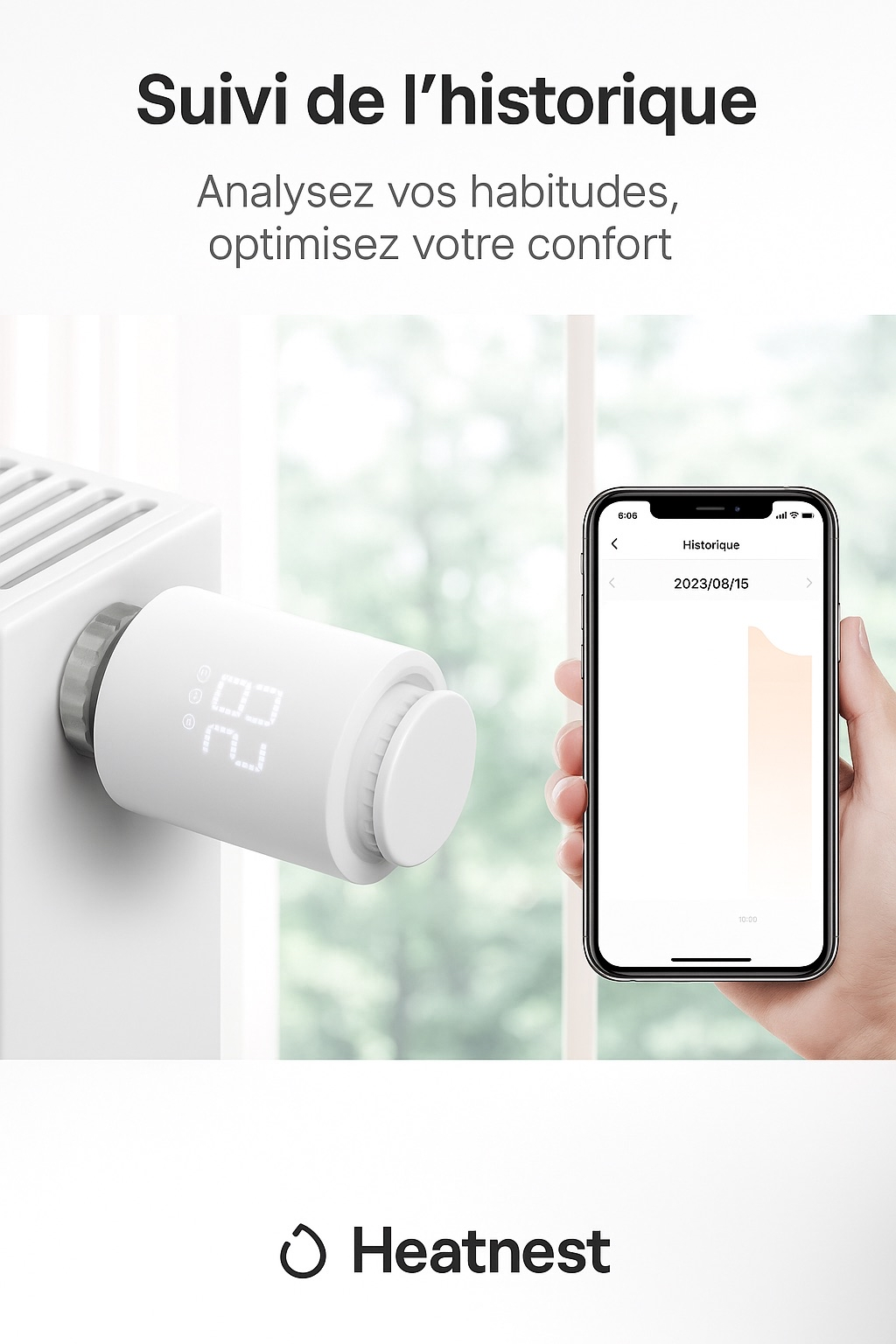 Thermostat de radiateur connecté HeatNest – Programmable et économique