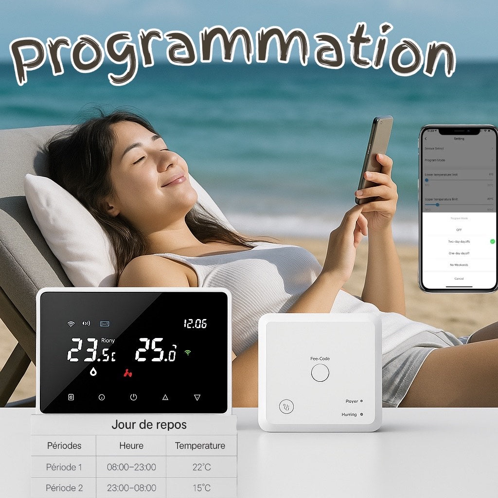 Thermostat Intelligent Connecté – Wi-Fi et Alexa/Google